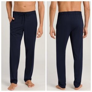 New Hanro Night And Day Cotton Knit Drawstring Black Iris Lounge Pants Large